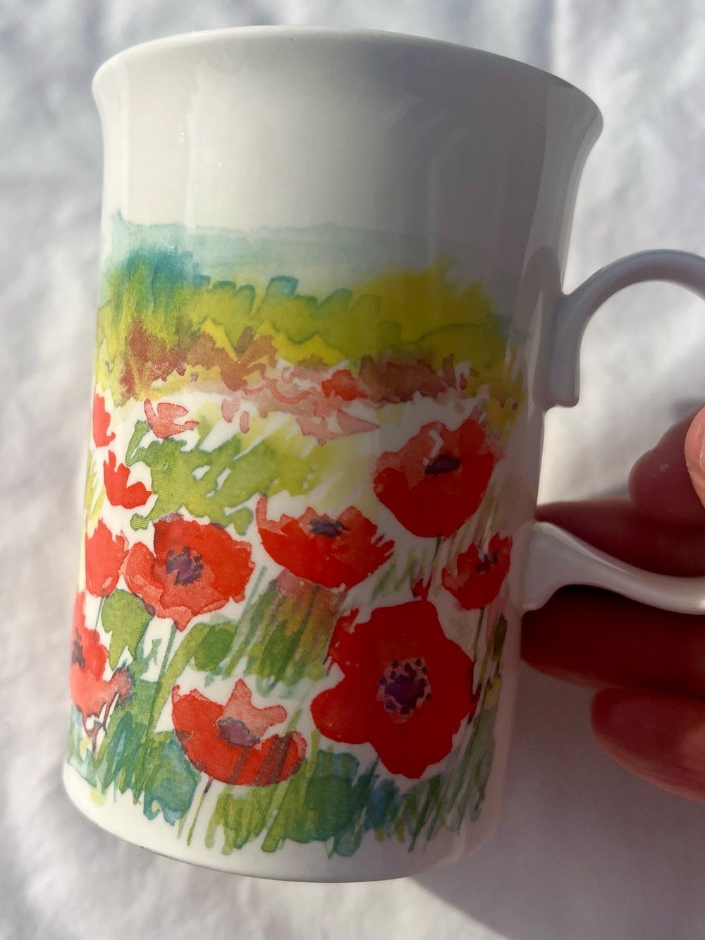 Vintage Dunoon "Poppy Fields" Tall Fine Bone China Mug Designed by Jack Dadd